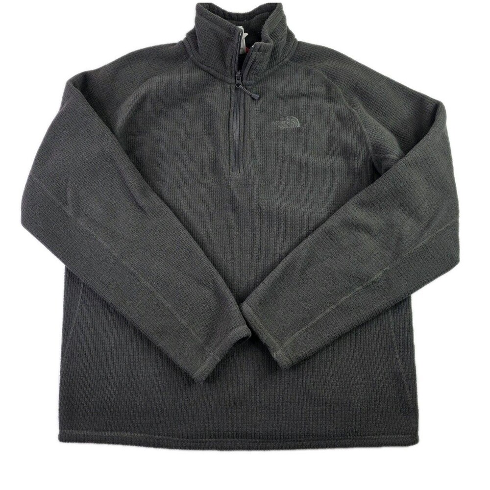 The North Face Fleece Sweater Mens Size M Dk Gray Long Sleeve 1/4 Zip Mid Layer
